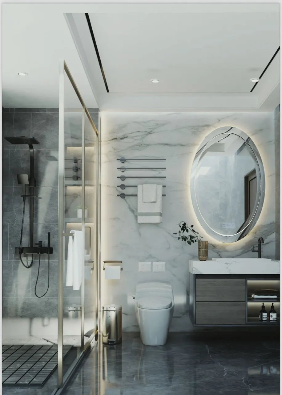 Spa-style bathrooms in marble