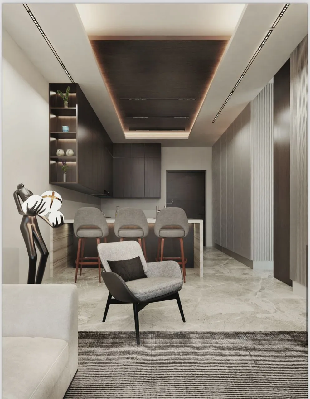 Open-plan kitchen and dining