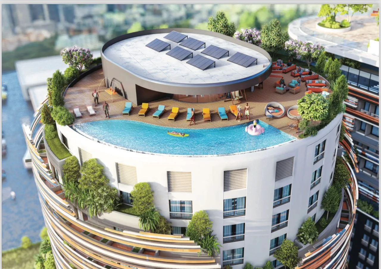 Rooftop infinity pool and sun deck